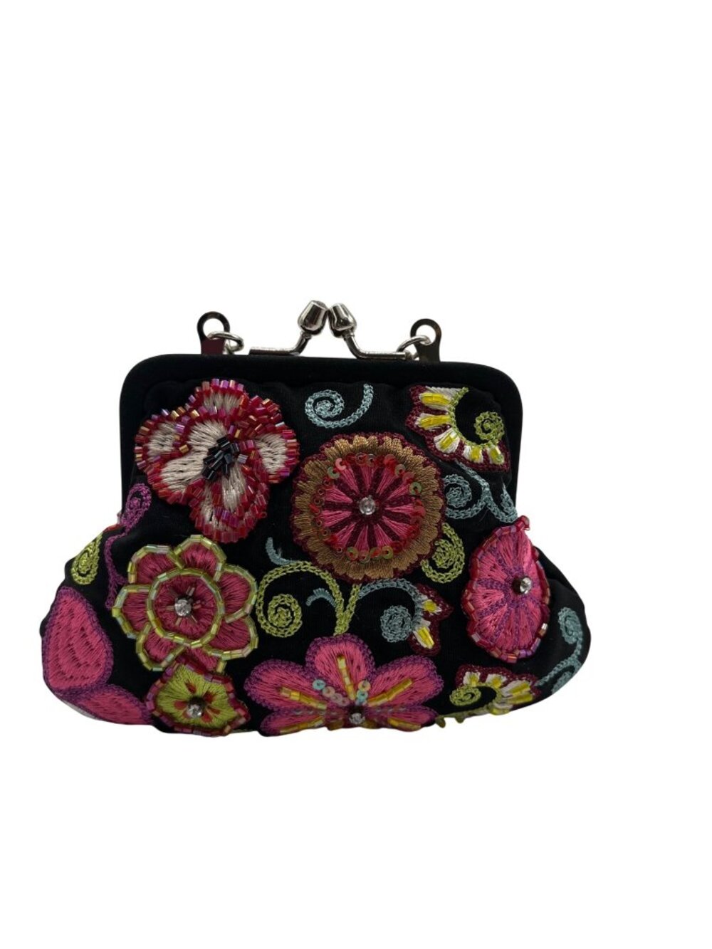 Vera Bradley Black Floral Embroidered Coin Pouch